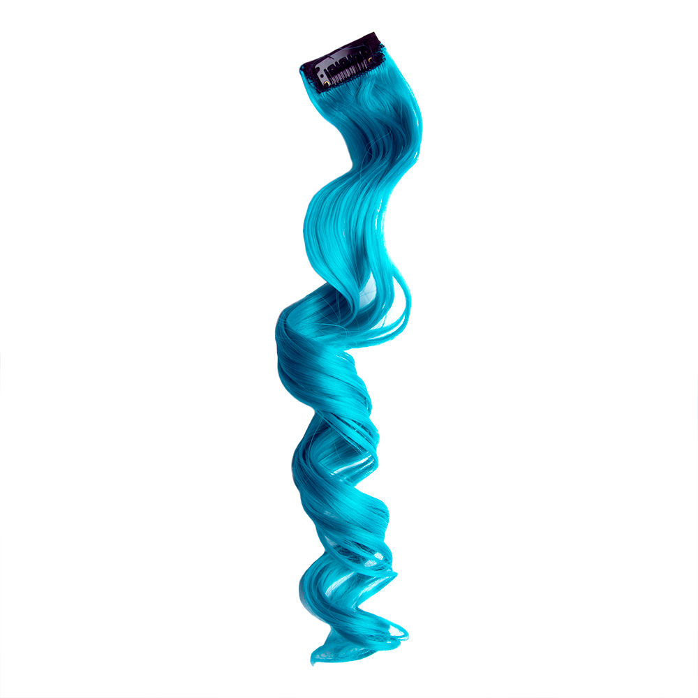 Streak Street Aquamarine Blue Curly Clip-On Strands