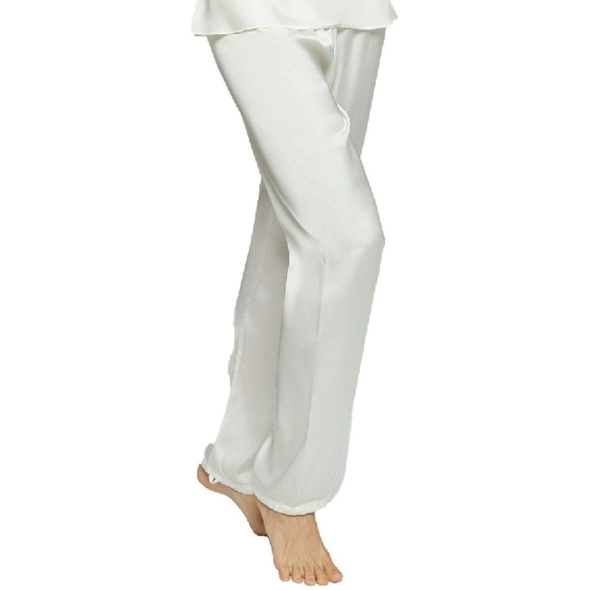 Wide satin trousers  White  Ladies  HM IN