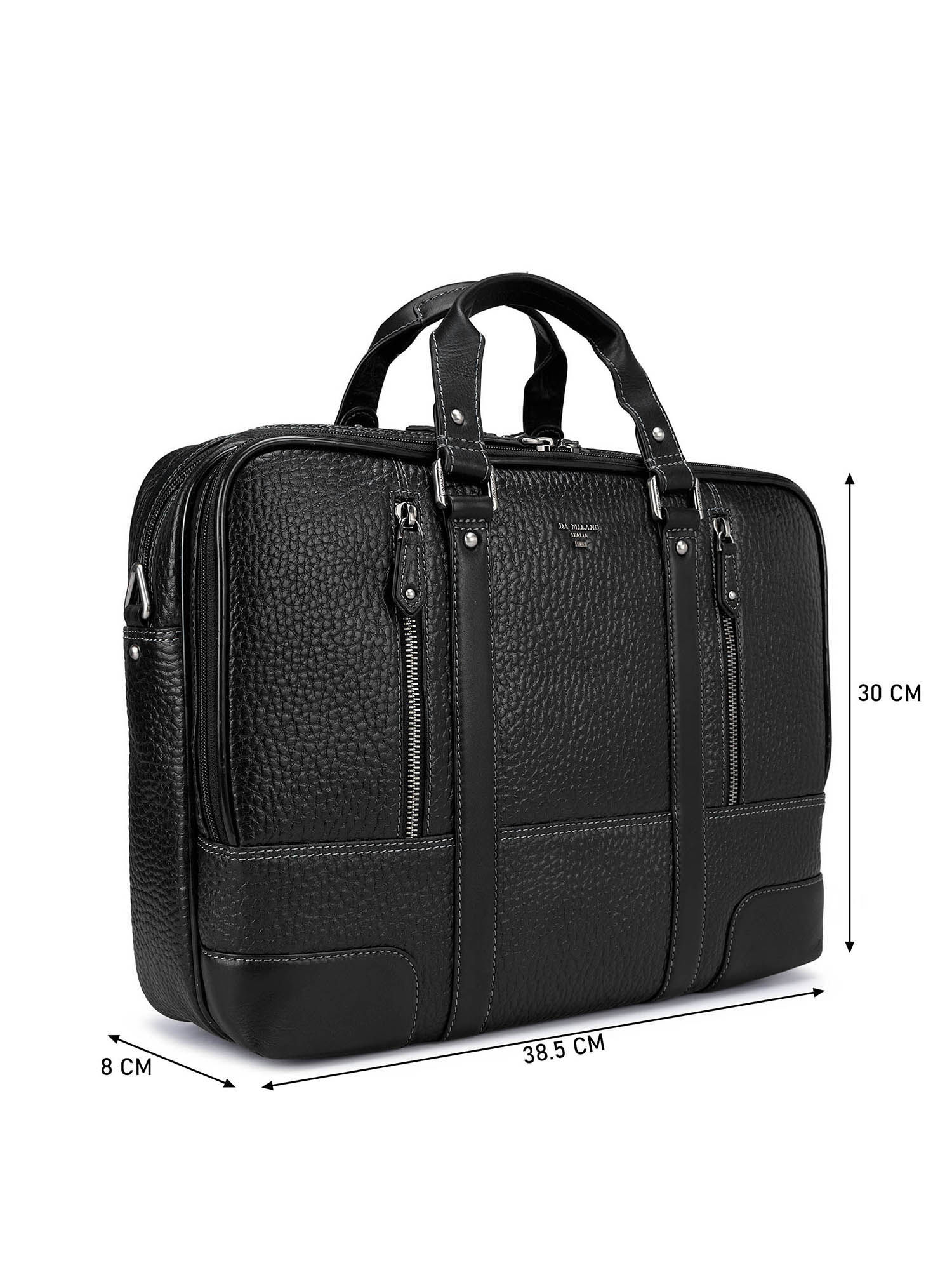 Da Milano Genuine Textured Leather Black Computer Bag Buy Da Milano