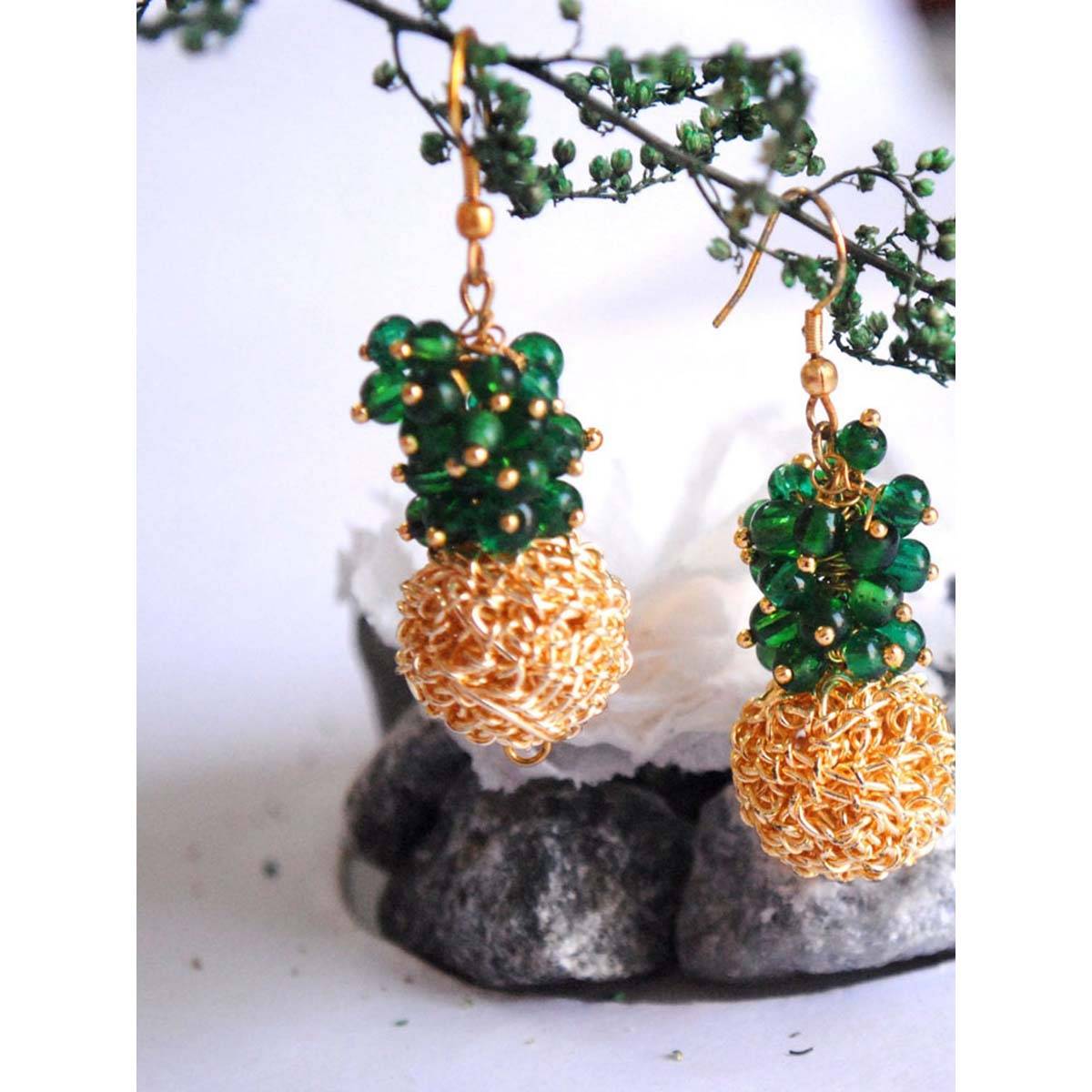 BeAbhika Green Garnish Drop & Dangler Earrings