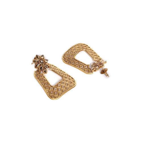 PANASH 22ct Gold Plated Cubic Zirconia Studded Drop Earrings