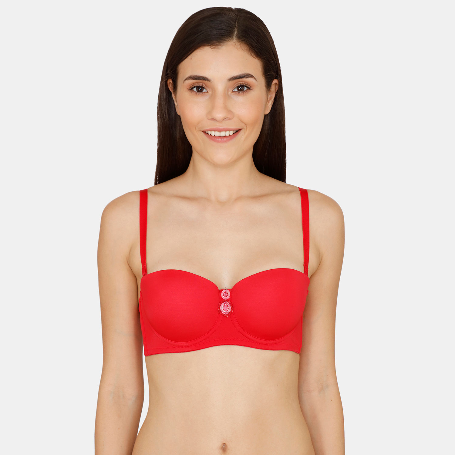 Buy Zivame New Romance Padded Wired 3-4Th Coverage Strapless Bra - Beet Red  online