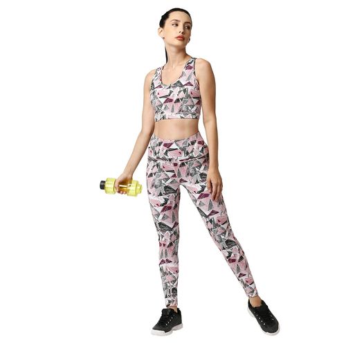 Buy SOIE High Waist Ankle Length Quick Dry Printed Sports Leggings With  Side Pockets-Multi-Color online