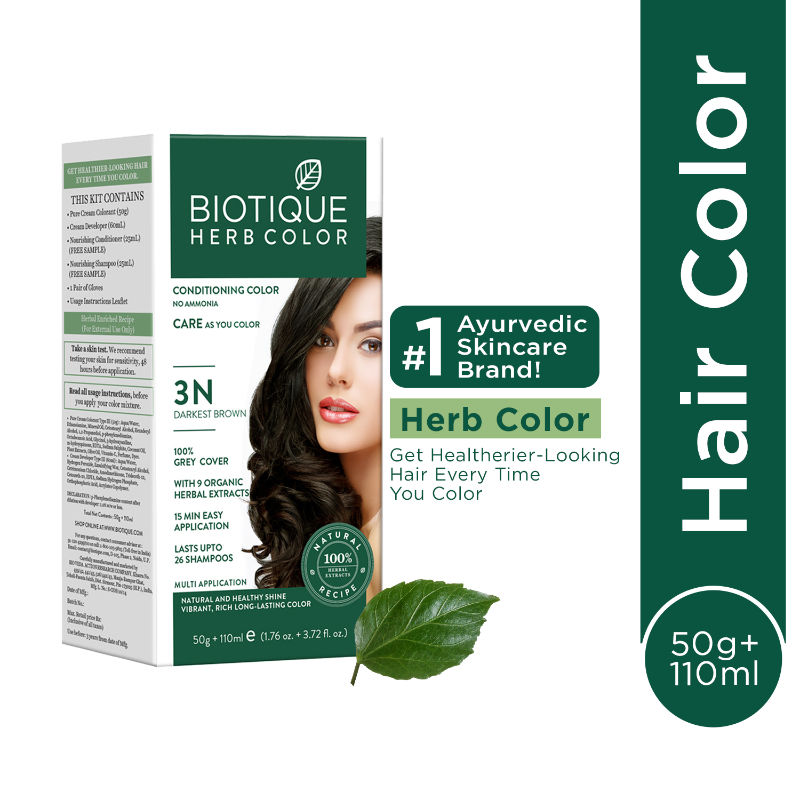 Buy Biotique Herbcolor Hair Color 3N - Darkest Brown Online