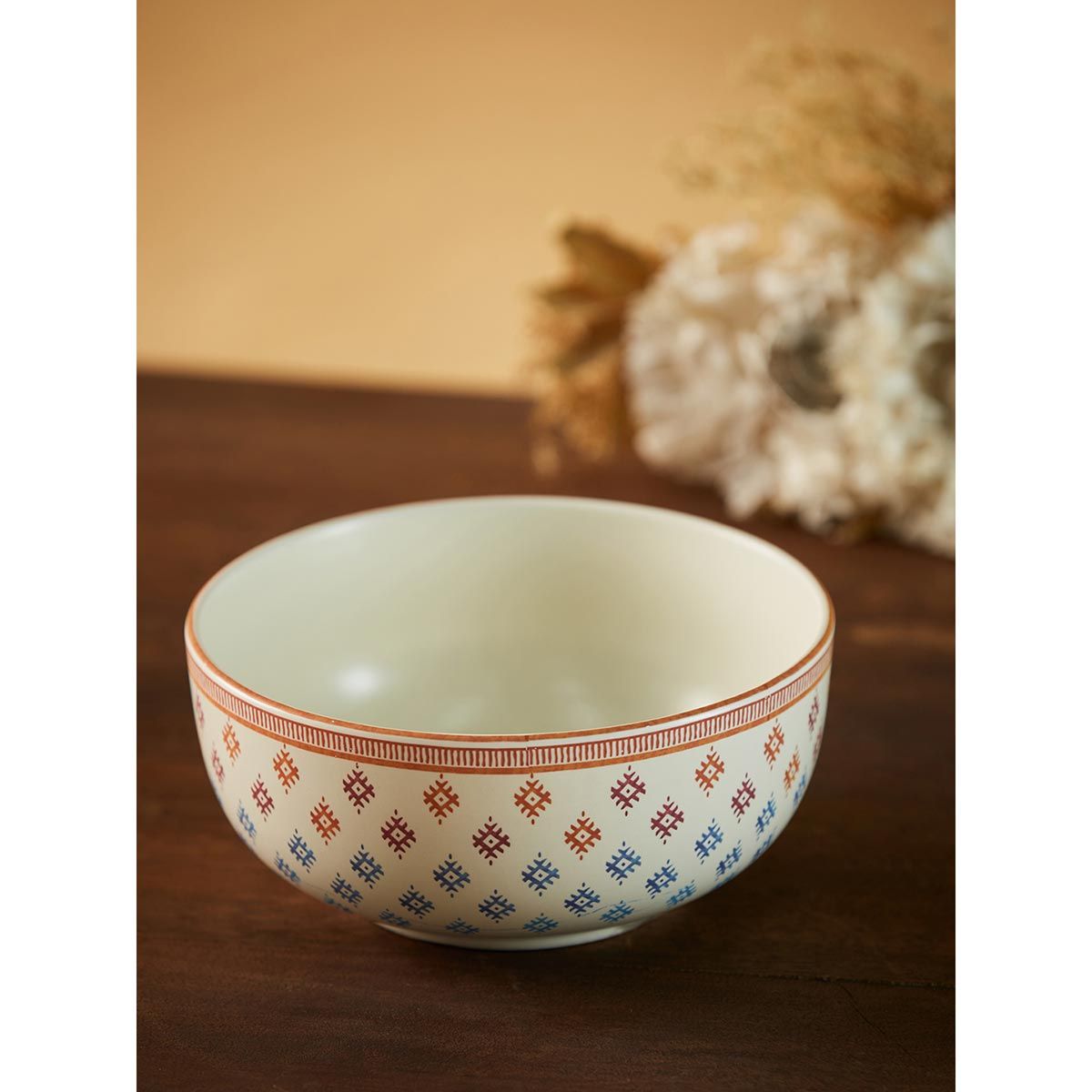 Fabindia Ikkat Porcelain Serving Bowl Small Buy Fabindia Ikkat