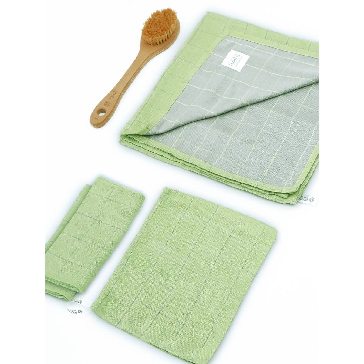 Doctor Towels Green Banana Double Cloth Medium Bath Towel Set Pack of 4