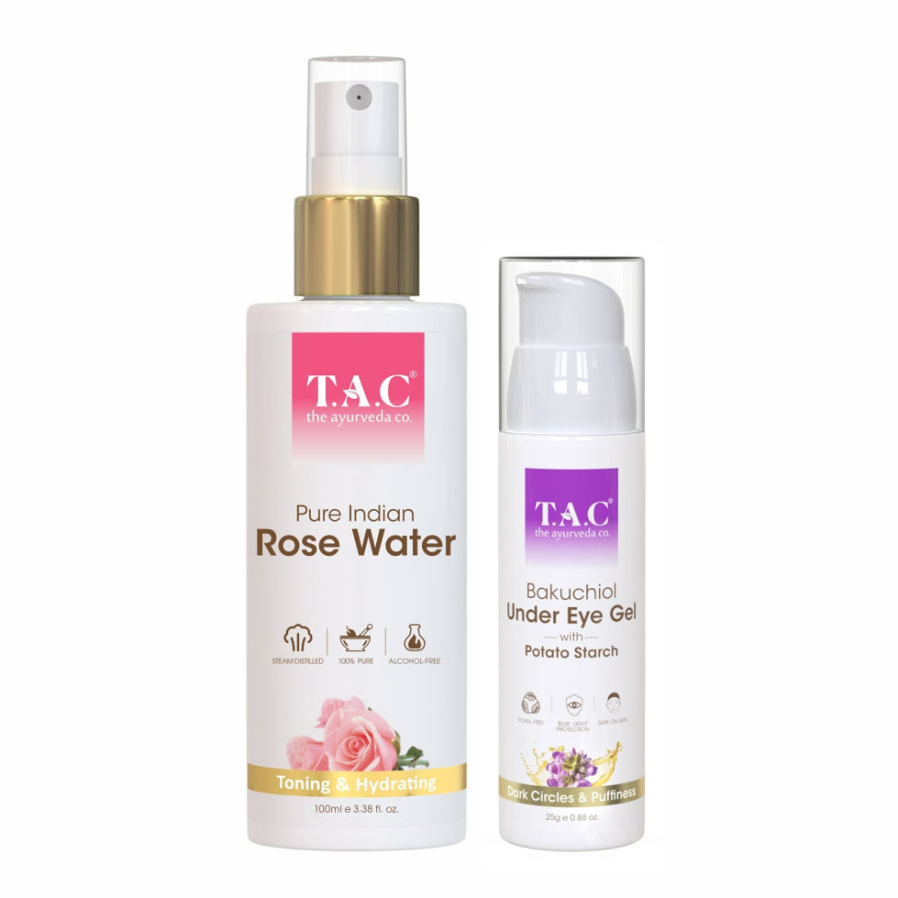 TAC The Ayurveda Co. Rose Water Toner & Under Eye Gel For Dark