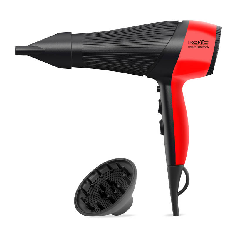 Ikonic Professional 2200+ Hair Dryer - Black & Red