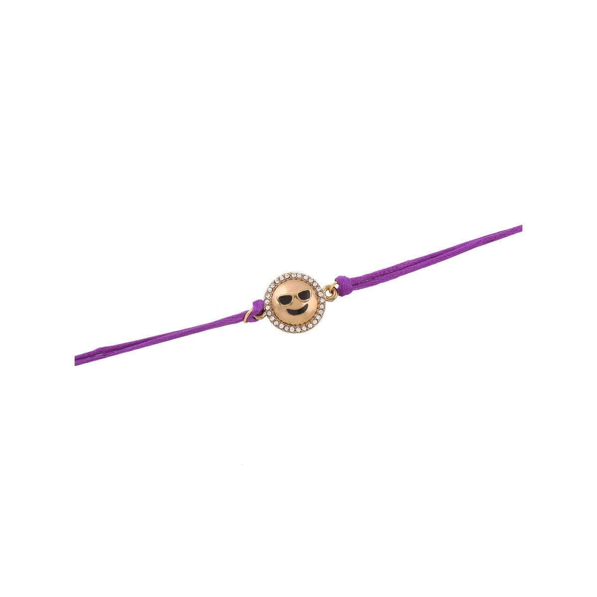 Estele Gold Plated Smiling Face with Sunglasses Emoji Designer Rakhi with Silk Thread