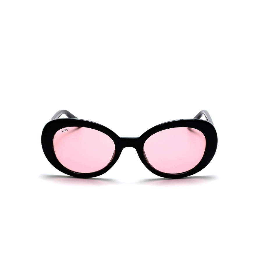 Scott Pink Lens Round UV Protected Sunglass Full Rim Black Frame With UV Protection