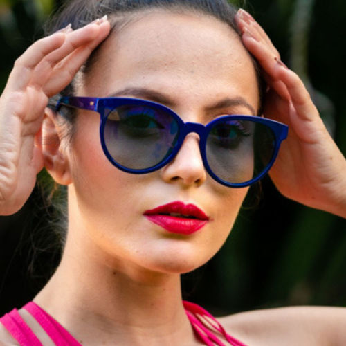 Enrico Coral Blue UV protected Polarized Round Shape Female Sunglasses