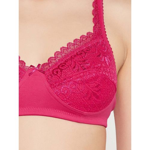 Buy Clovia Lace Solid Non-Padded Full Cup Wire Free Everyday Bra - Dark  Pink Online