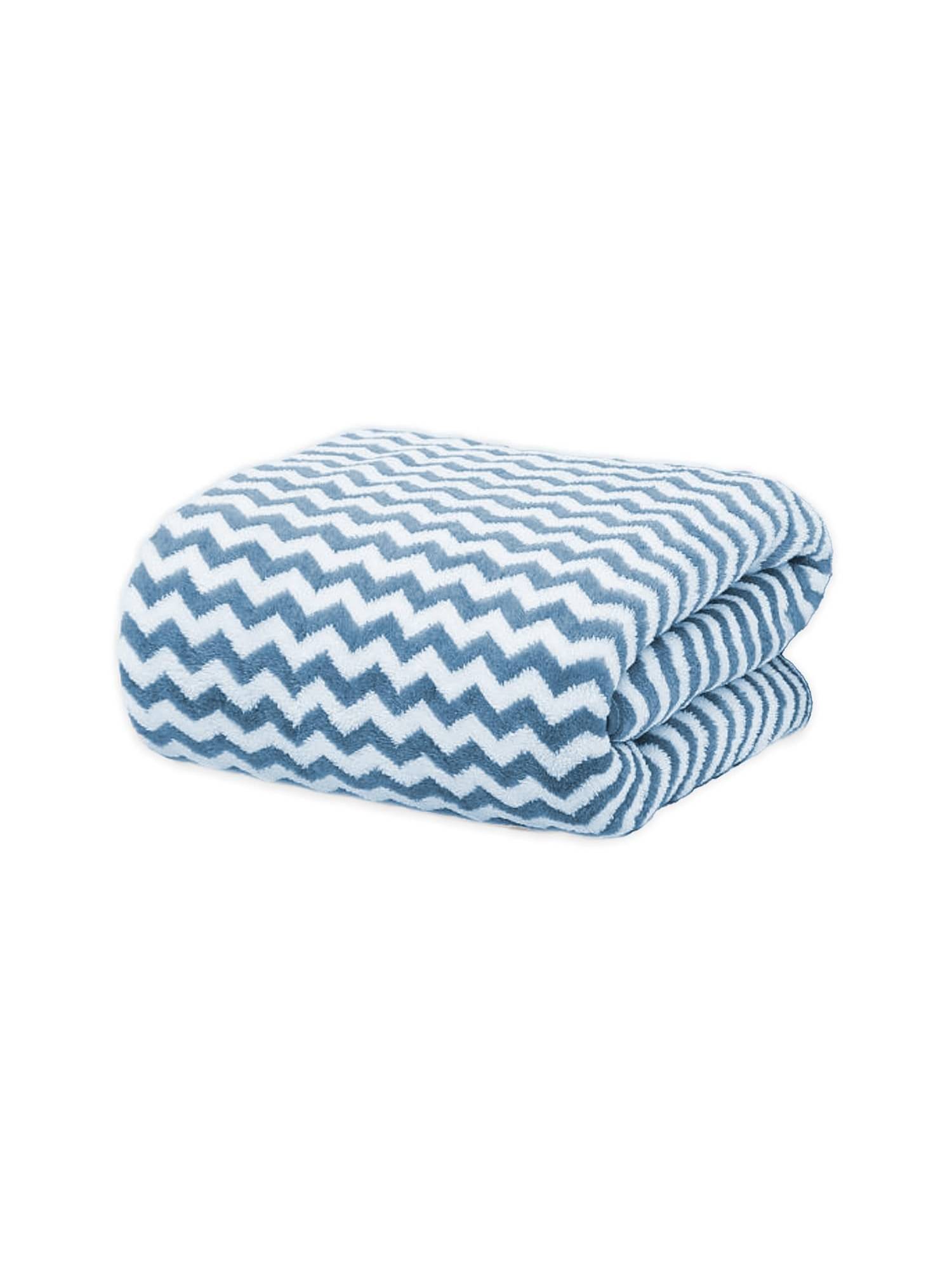 Black Gold Oversized 350 Gsm Microfiber Zigzag Bath Towel Blue