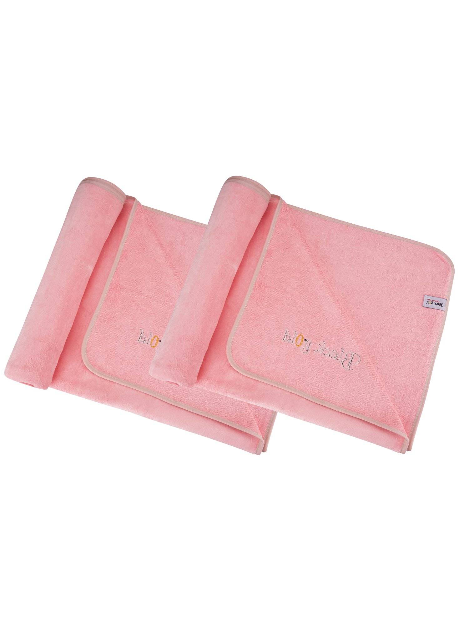 Black Gold Microfiber Bath Towels Super Absorbent Plain Pipped Pink (Pack of 2)