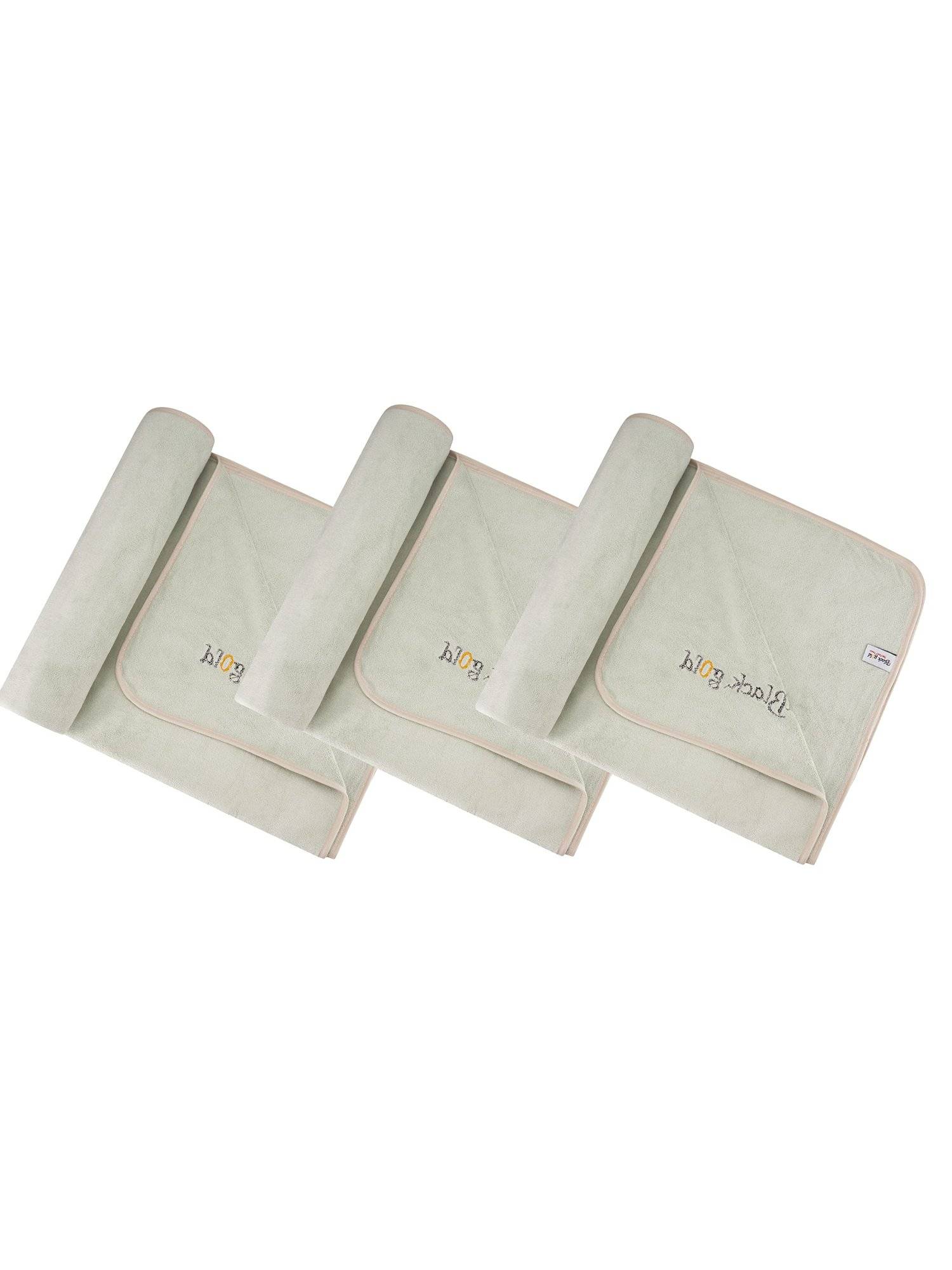 Black Gold Microfiber Bath Towels Super Absorbent Plain Pipped Pista Green (Pack of 3)