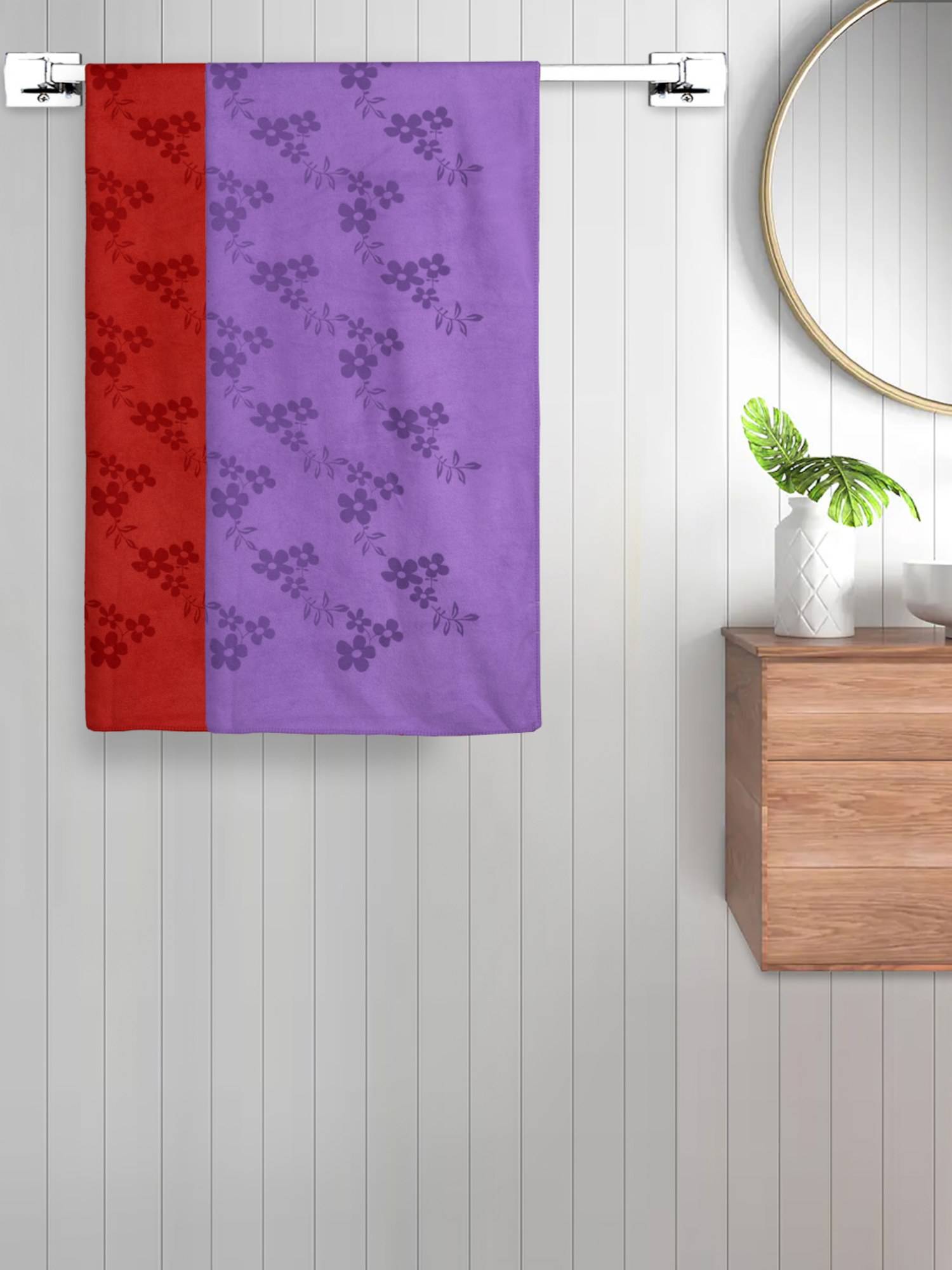 FABINALIV Multicolor Floral 420 Gsm Cotton Bath Towels (Pack of 2)
