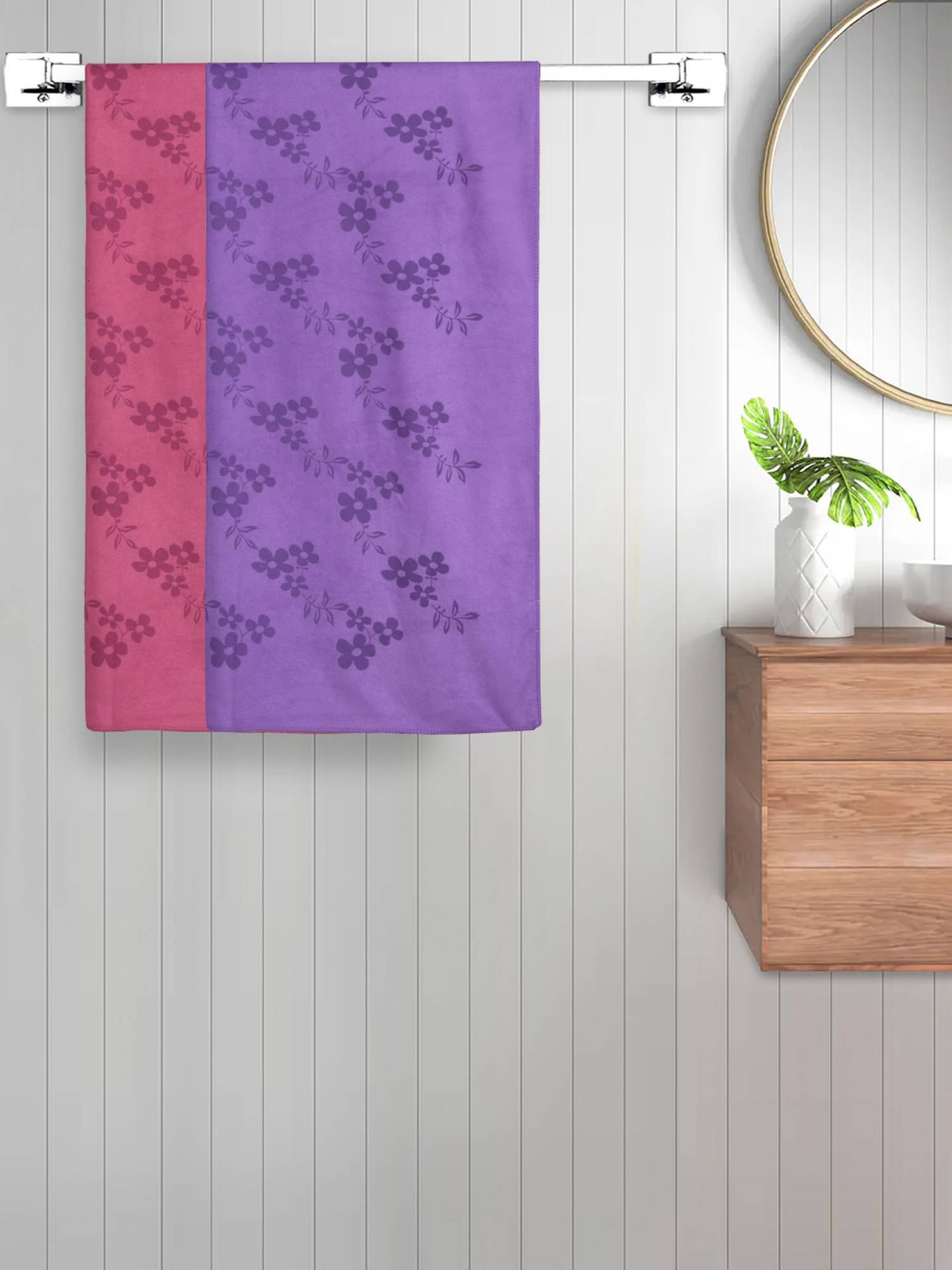 FABINALIV Multicolor Floral 420 Gsm Cotton Bath Towels (Pack of 2)
