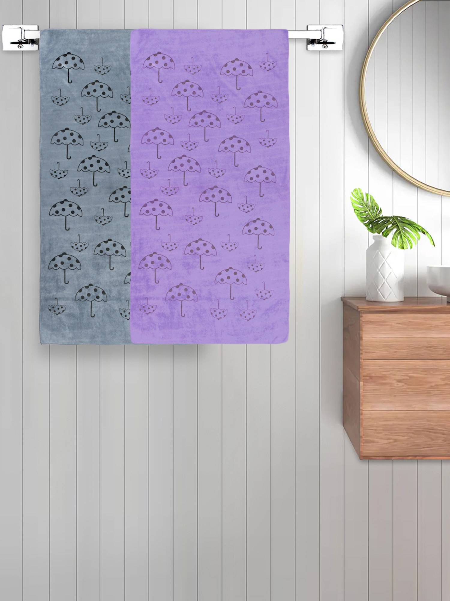 FABINALIV Multicolor Abstract 420 Gsm Cotton Bath Towels (Pack of 2)
