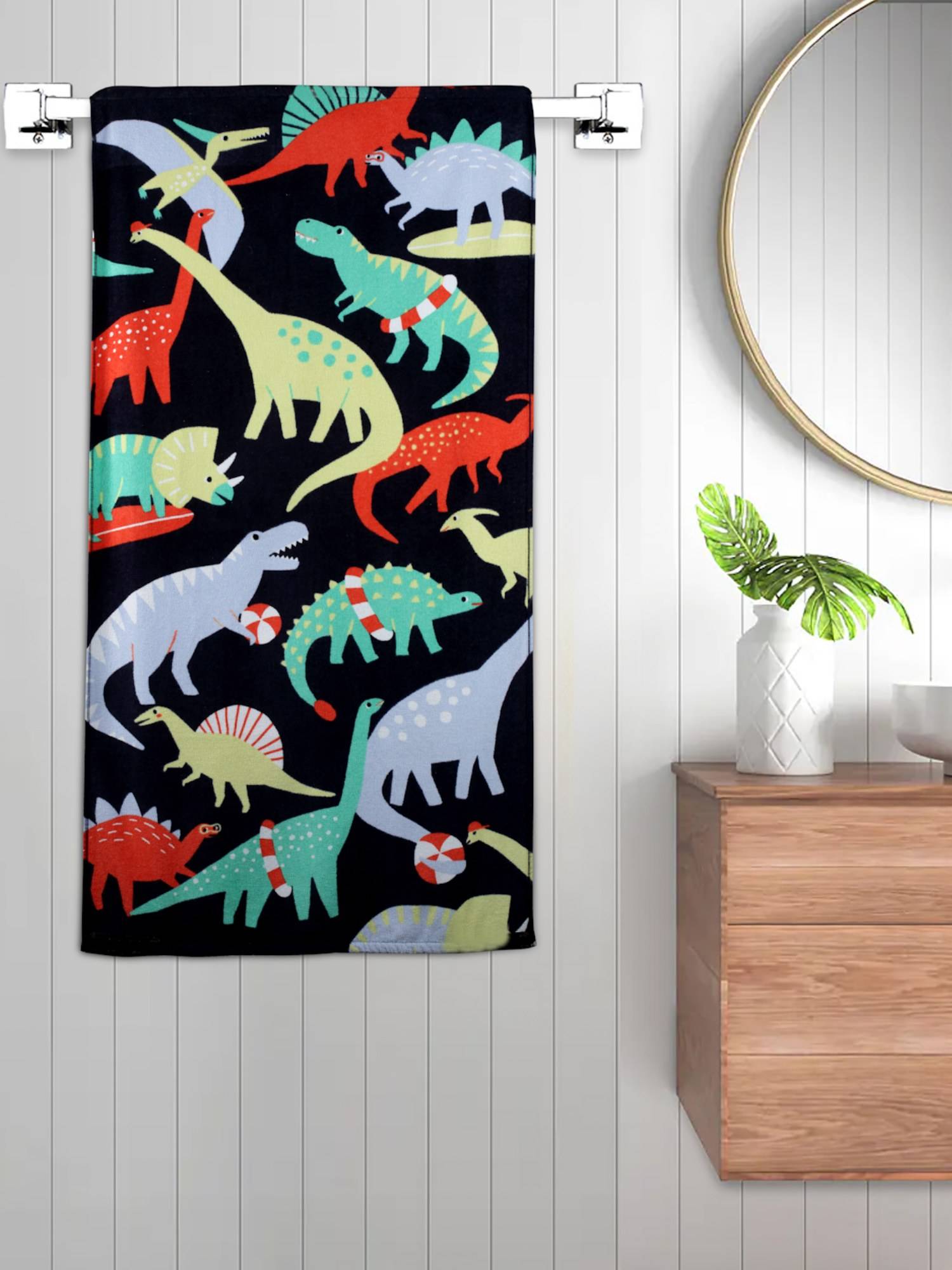 FABINALIV Multicolor Cartoon Print Cotton Kids Bath Towel