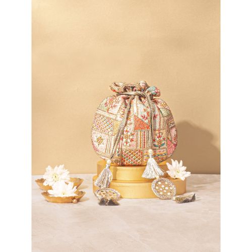 Buy AMYRA Jia Embroidered Multicolour Potli Online