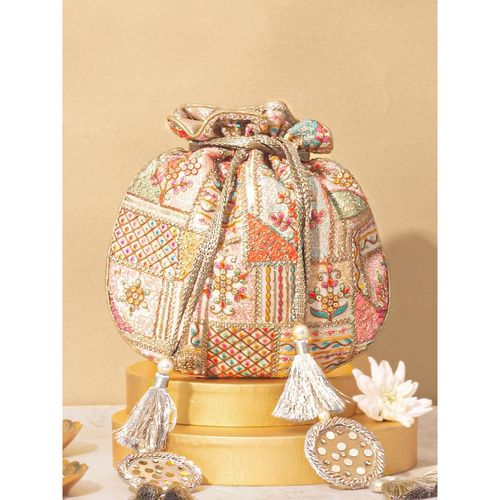 Buy AMYRA Jia Embroidered Multicolour Potli Online