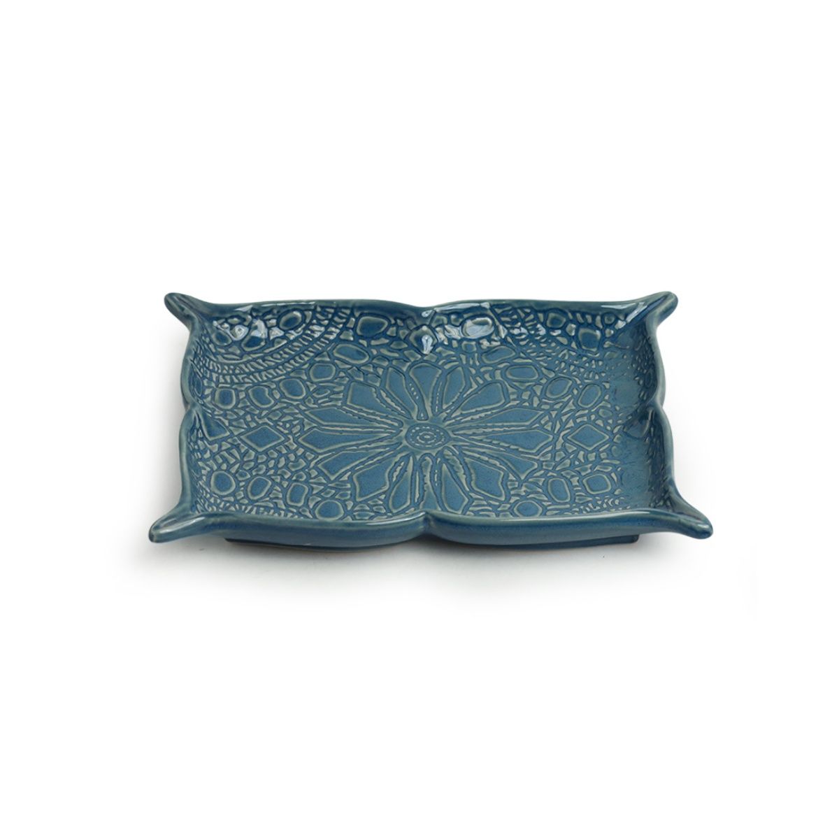 Buy ExclusiveLane Coral Reef Serving Platter In Ceramic (Hand Glazed