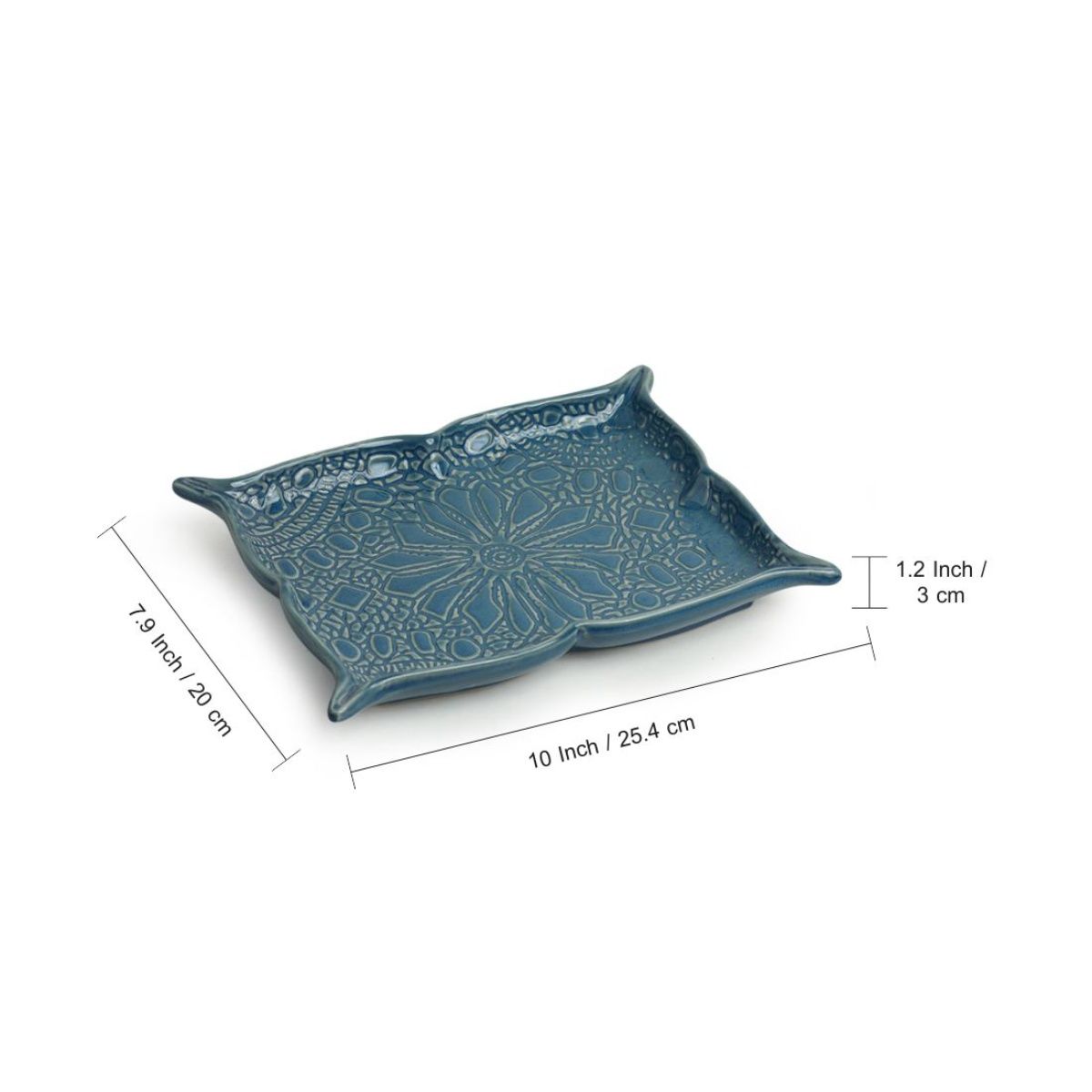 Buy ExclusiveLane Coral Reef Serving Platter In Ceramic (Hand Glazed