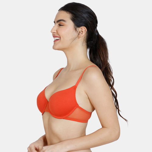 Buy Zivame Beautiful Basics Padded Wired Medium Coverage T-Shirt Bra -  Summer Fig - Orange Online