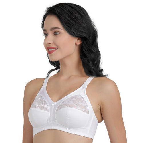 Buy Enamor A014 M-Frame Contouring Full Support Bra - Supima Cotton Non-Padded  Wirefree - White - A014 Online