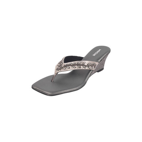 Mochi Women Grey Wedge Sandals (EURO 36)