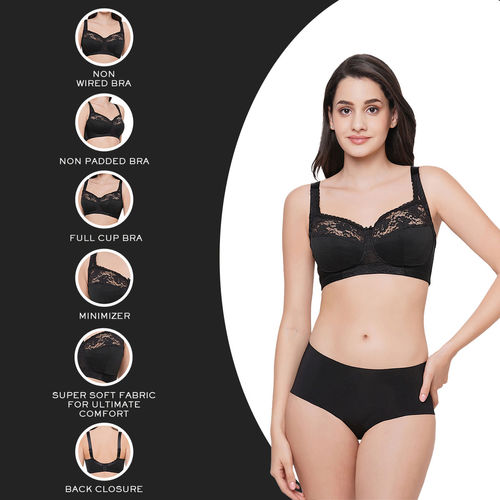 Buy Wacoal Women's Charming Illusion Non Padded Non Wired Full Cup Pack Of  2 Black Minimizer Bra Online