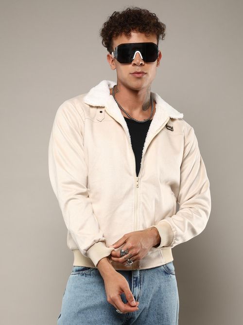 Fur Bomber Jacket White Fur Jacket Mens Buy Campus Sutra Men's Off