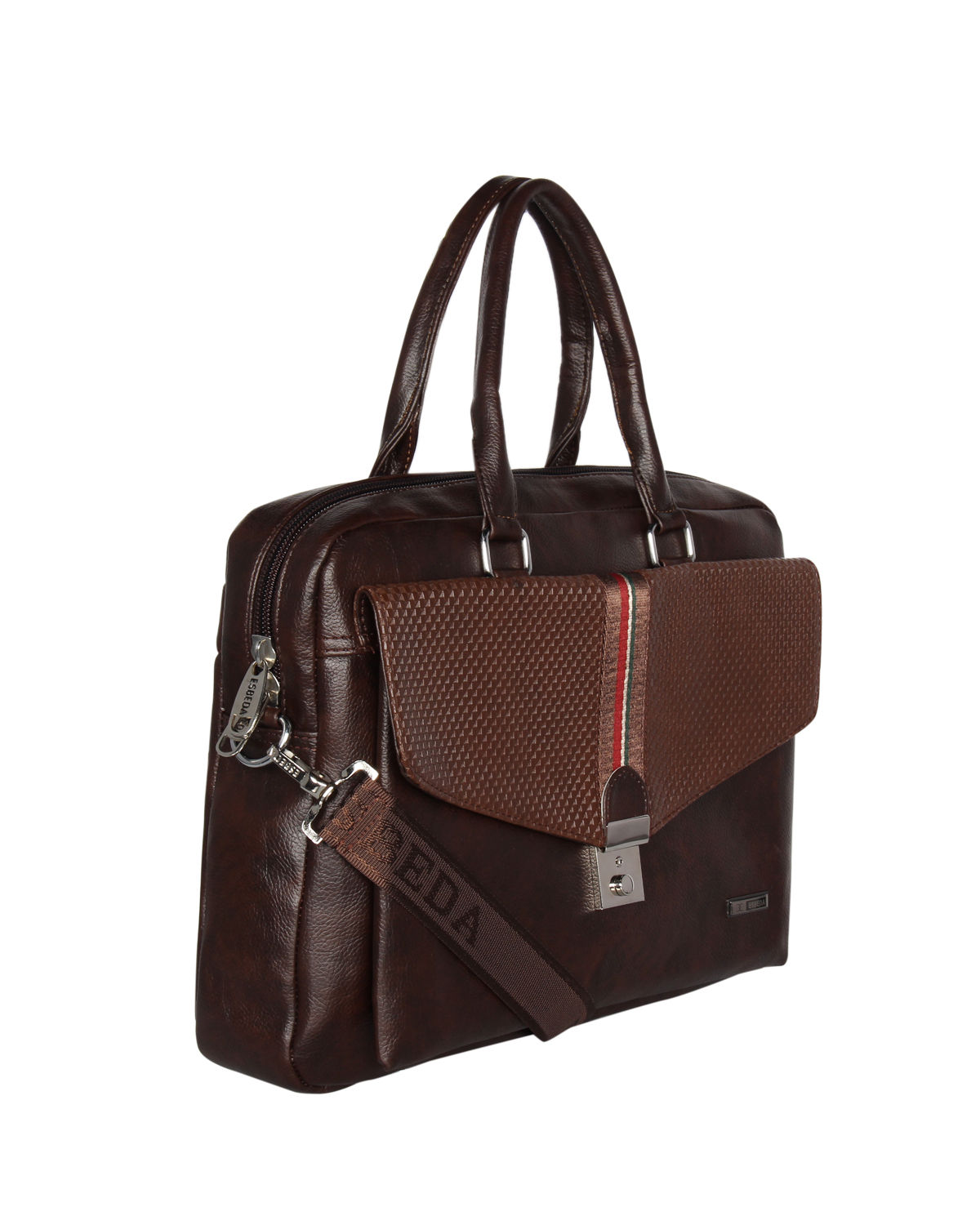 Buy Esbeda Brown Color Big Size Strip Flap Laptop Bag Online