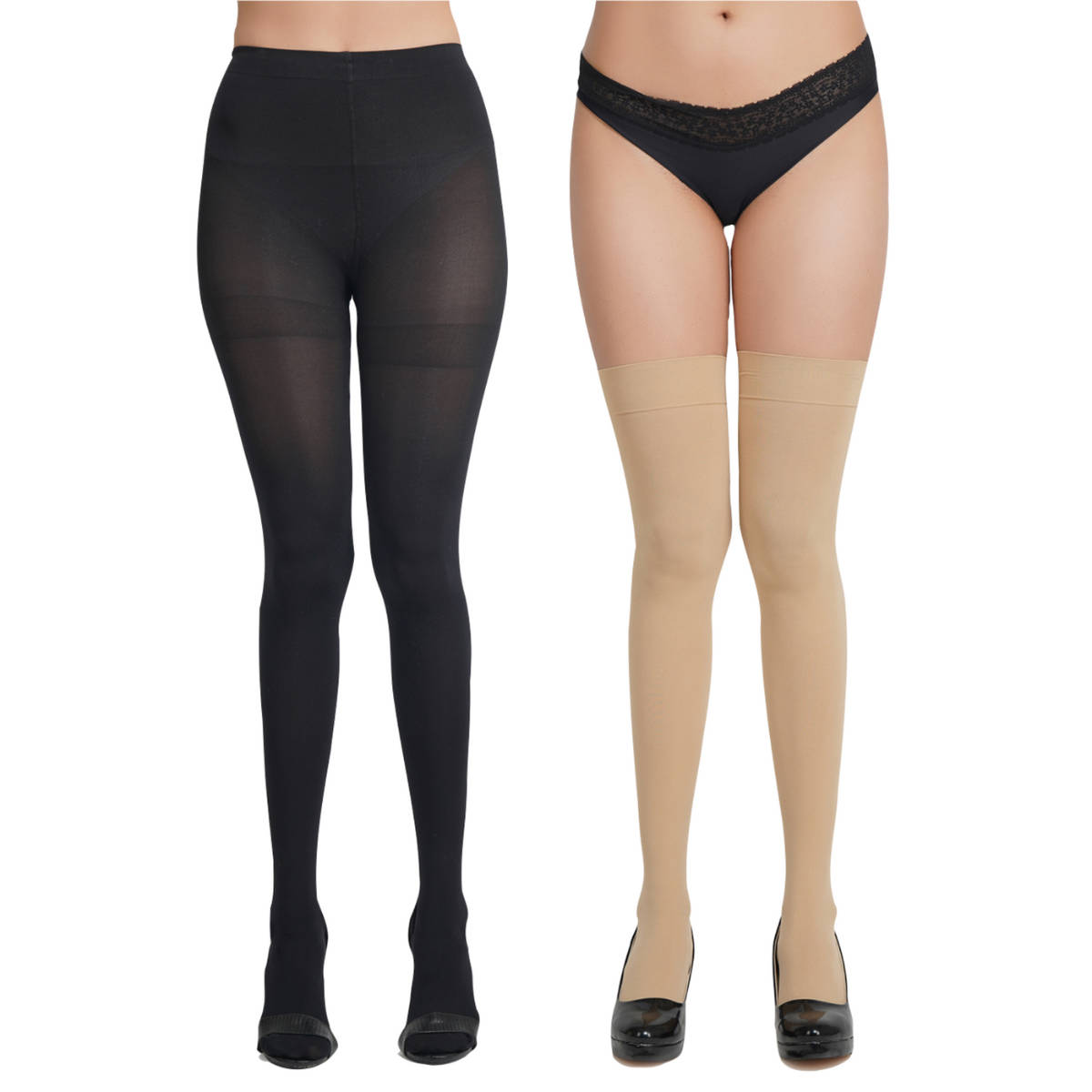 N2S NEXT2SKIN Women's Nylon Opaque Pantyhose Stockings Combo - Multi-Color (Free Size)