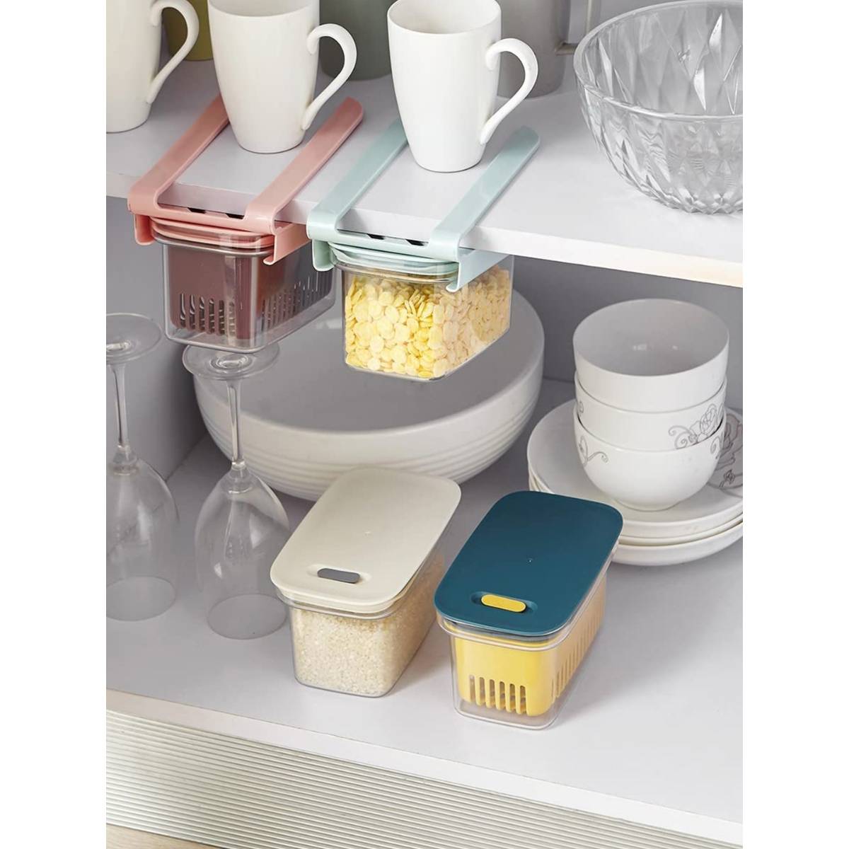 Voncasa Pink Fridge Pull Out Fruit & Vegetables Space Saver Shelf Holder