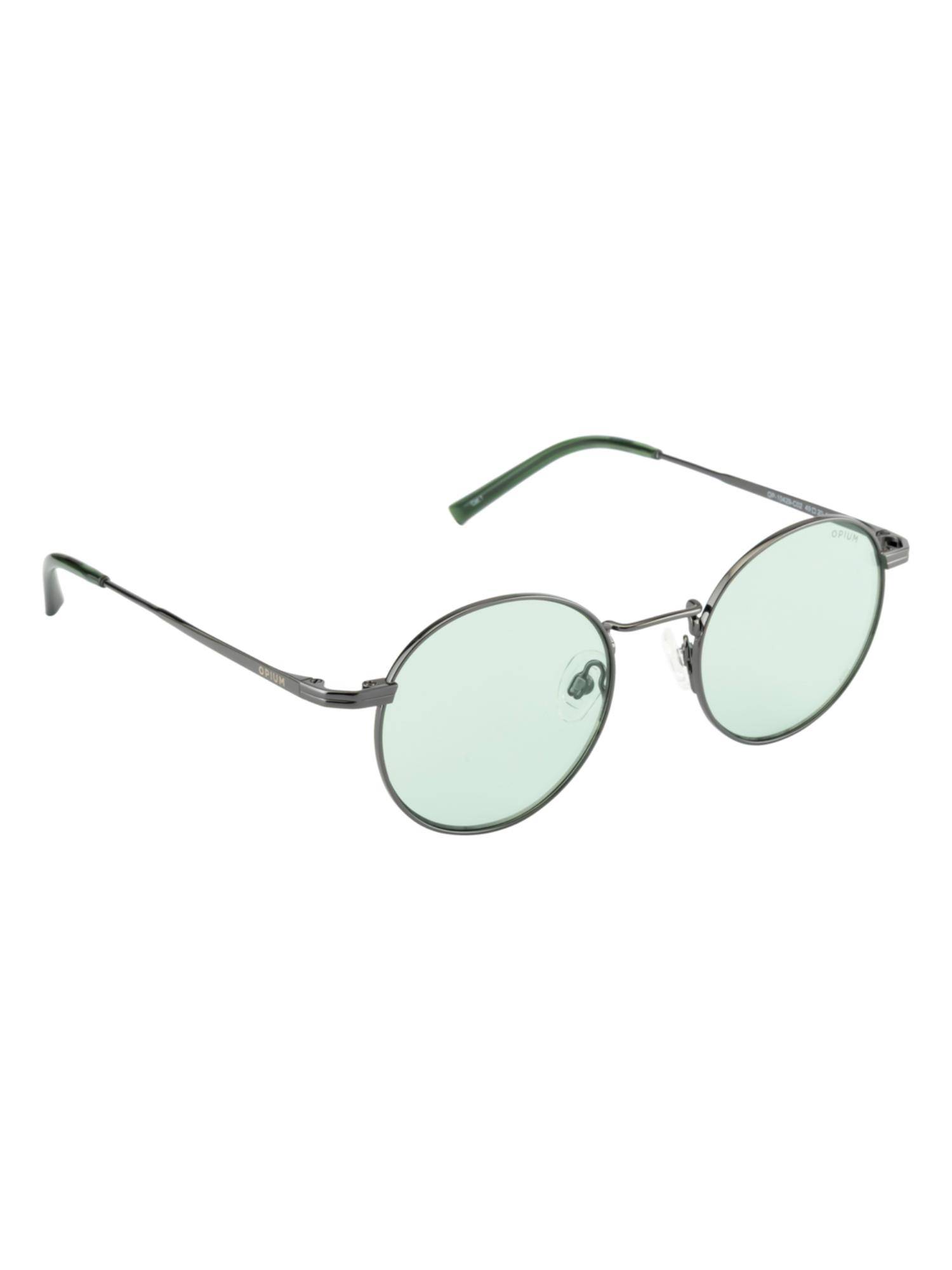 Opium Eyewear Unisex UV Protection Round Green Lens Sunglasses (49)
