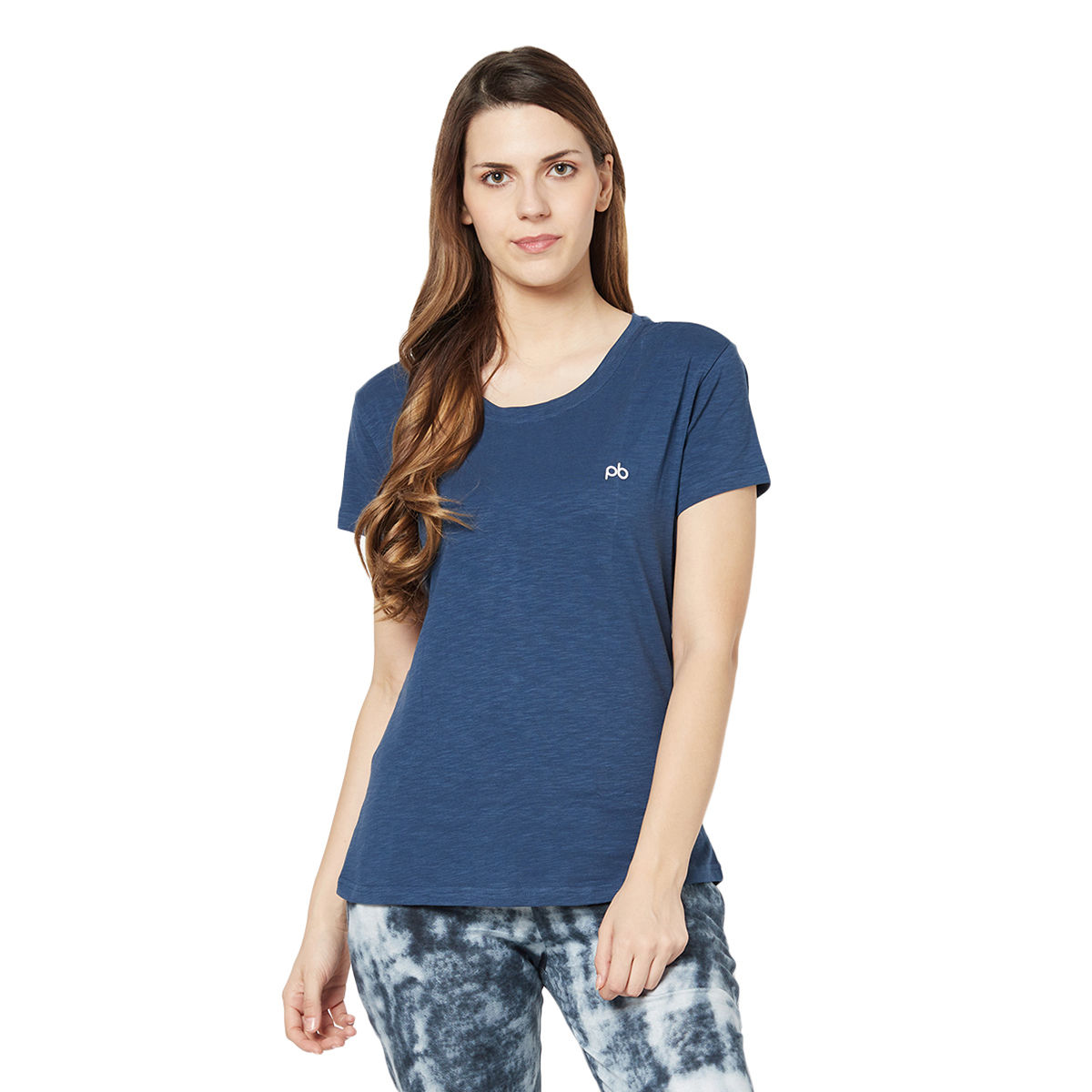 Buy Groversons Paris Beauty Women's Cotton Rich T-shirt - Blue Online