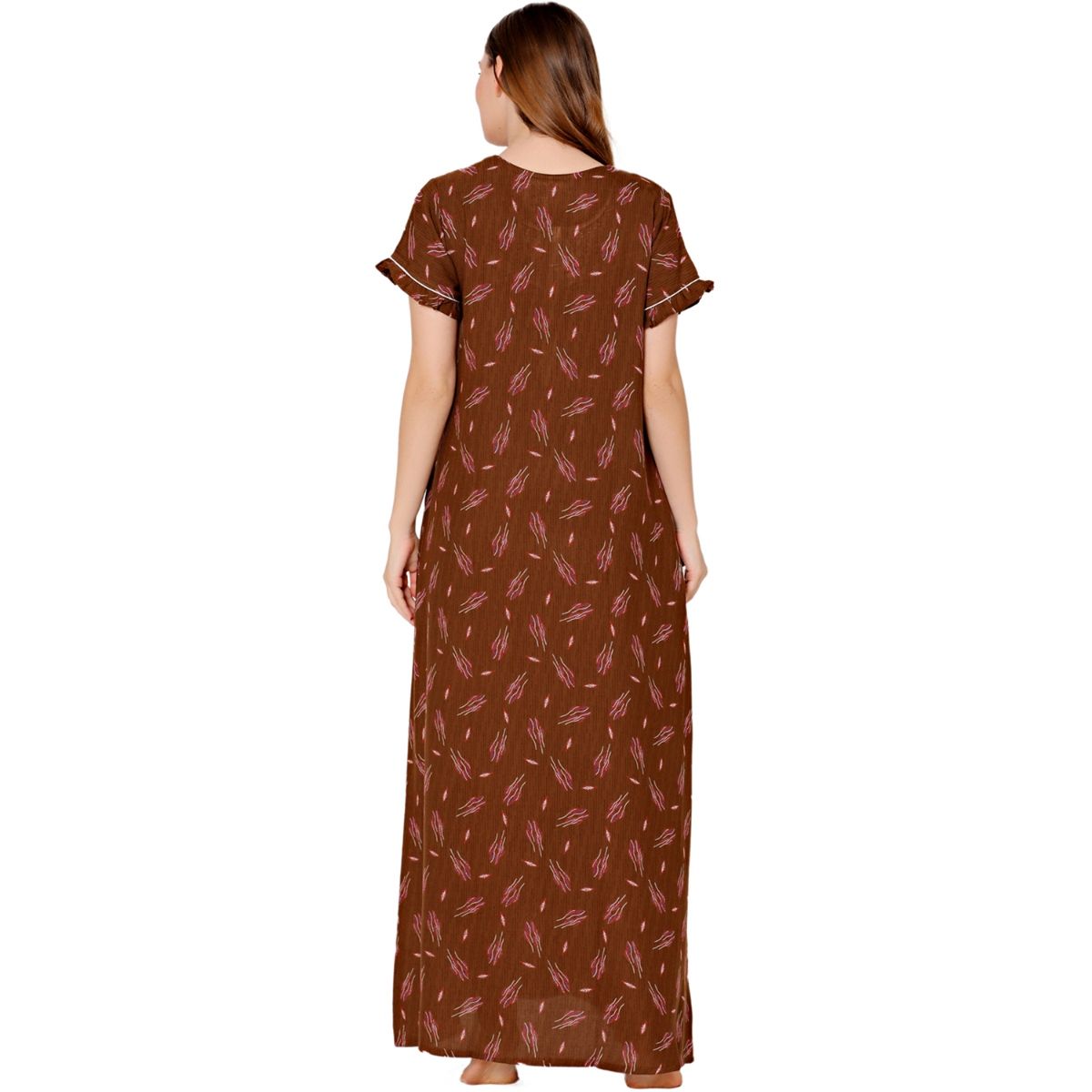 Bodycare Womens Polycotton Round Neck Printed Long Night Dress