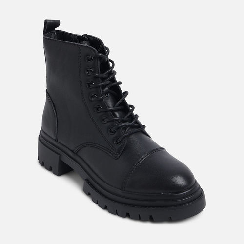 Buy Aldo Bigmark Leather Black Solid Lug Boots Online