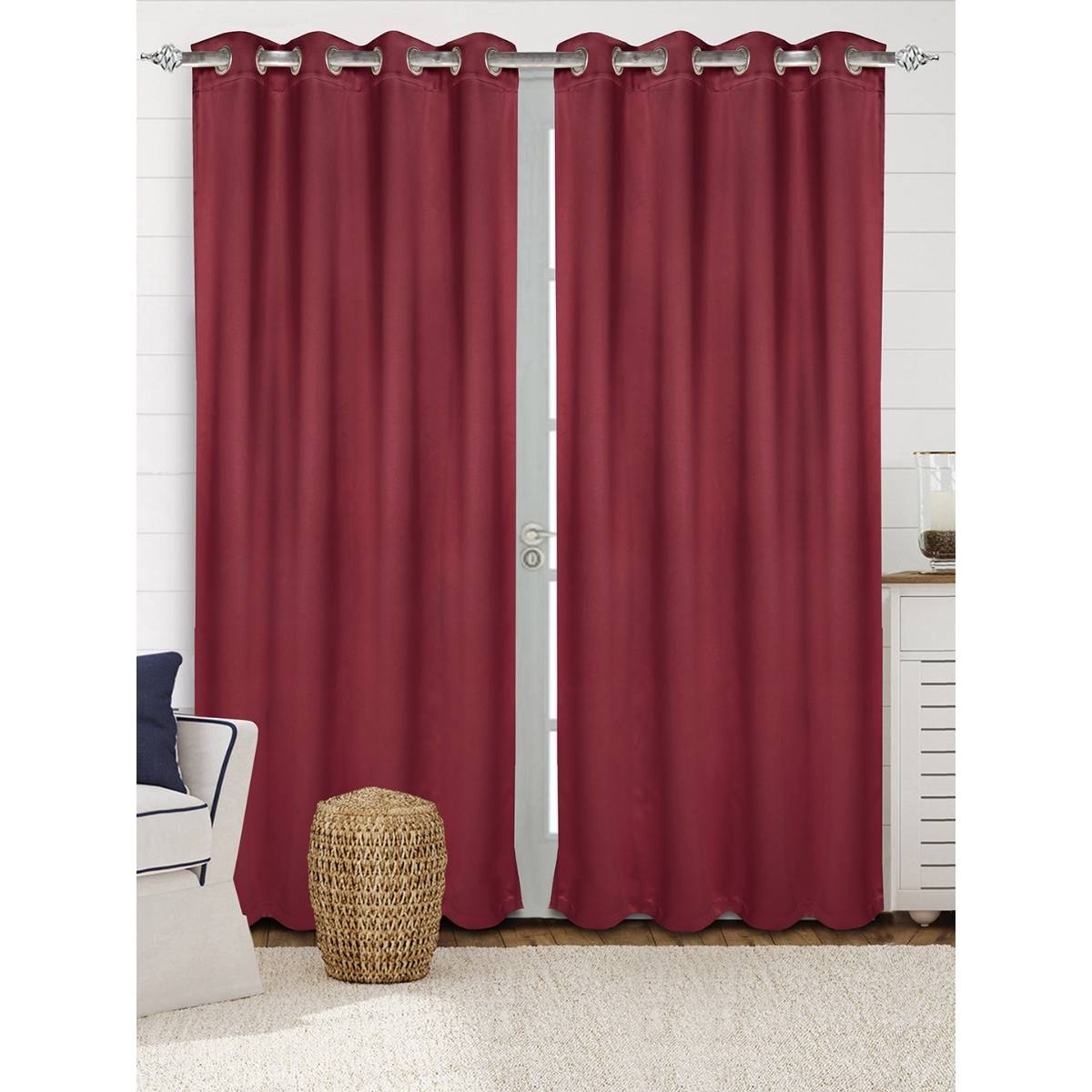 Saralhome Blackout Velvet Long Door Curtain 1pc Mehroon (4x9 Feet)