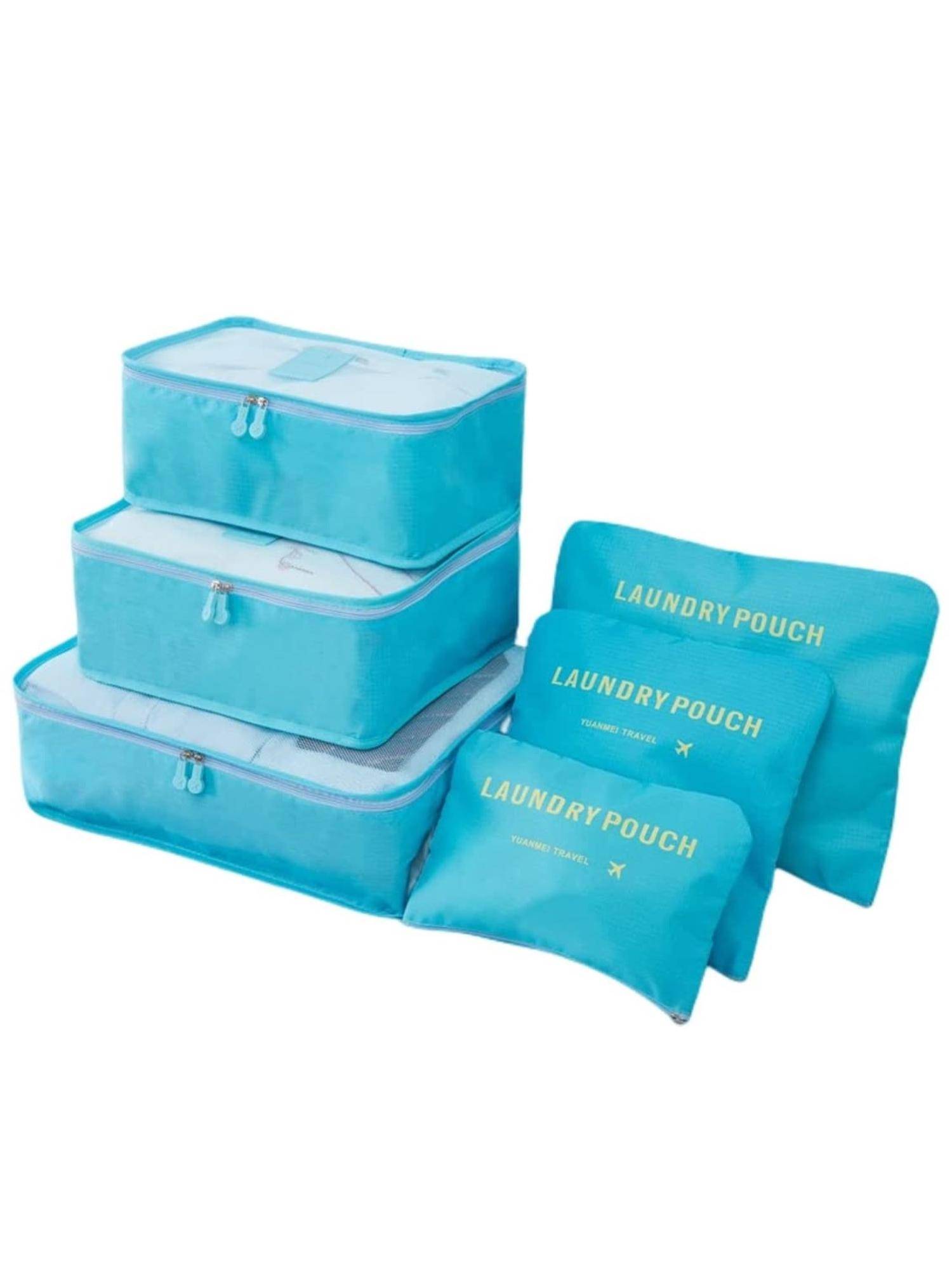 Awestuffs Blue Travel Luggage Organizer Packing Cubes Pouch (Pack Of 6)