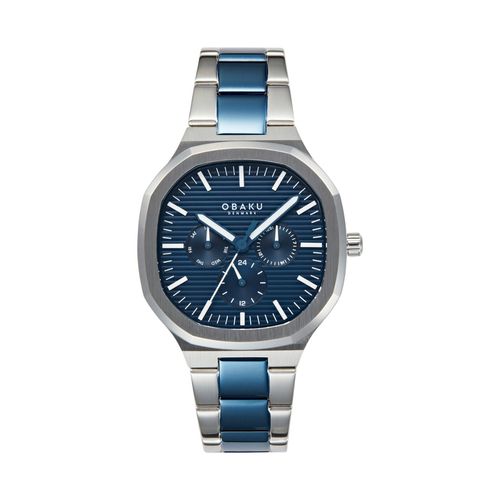 Obaku Ild Blue steel Multifunction Blue Octagon Dial Men Watch V275GMCLSK  (M)