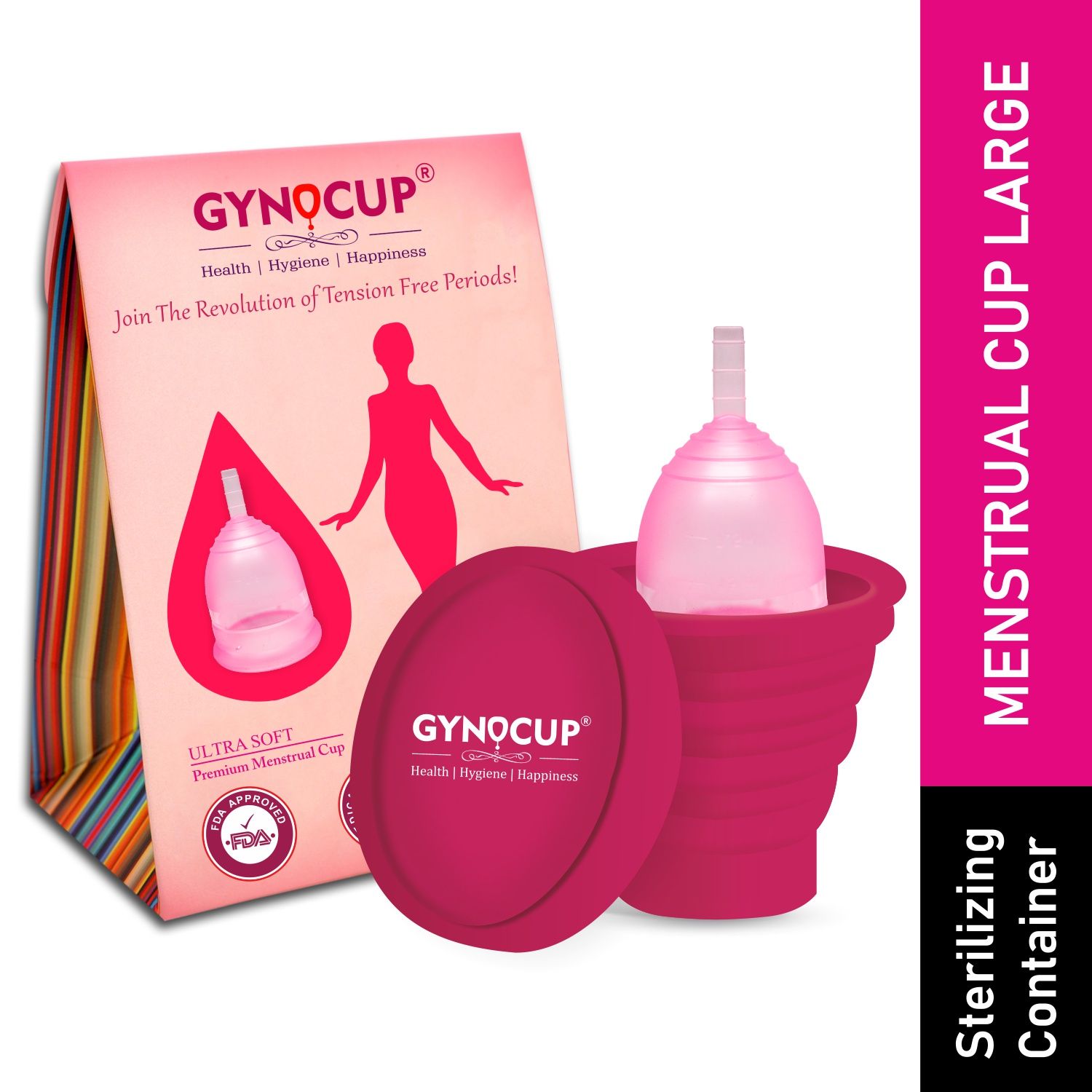 GynoCup Menstrual Cup and Sterilizer Container Combo (Large)
