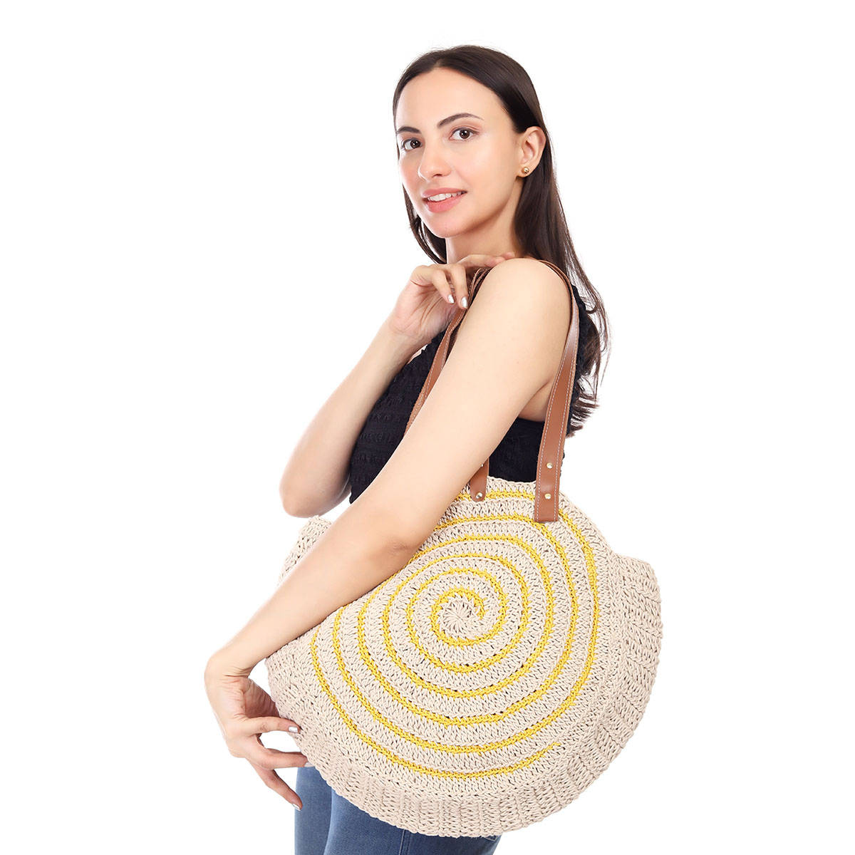 ITIHASIKALA Women Crochet United Urbane Tote bag - Off White