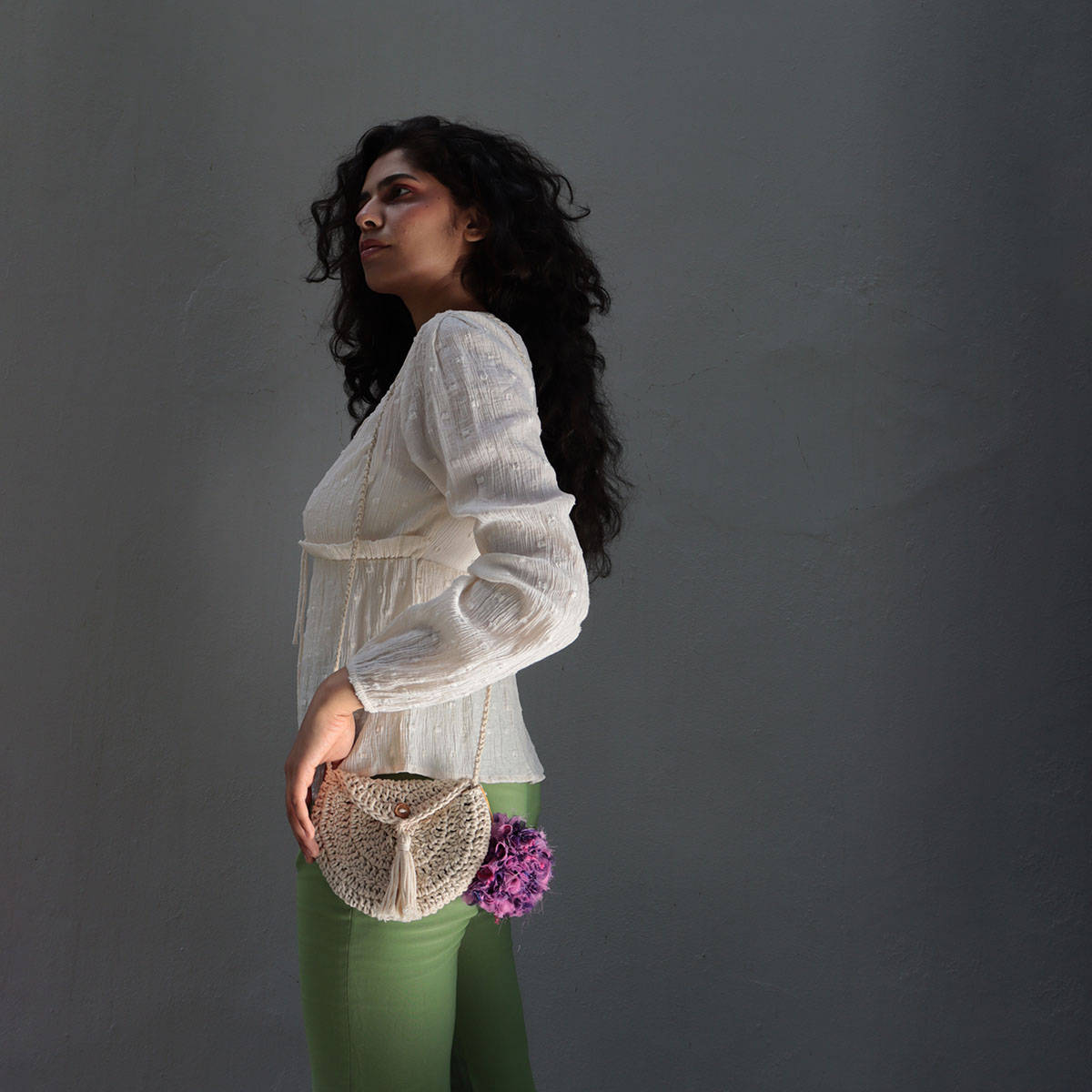 ITIHASIKALA Women The Miniature Crochet Sling Bag - Off White