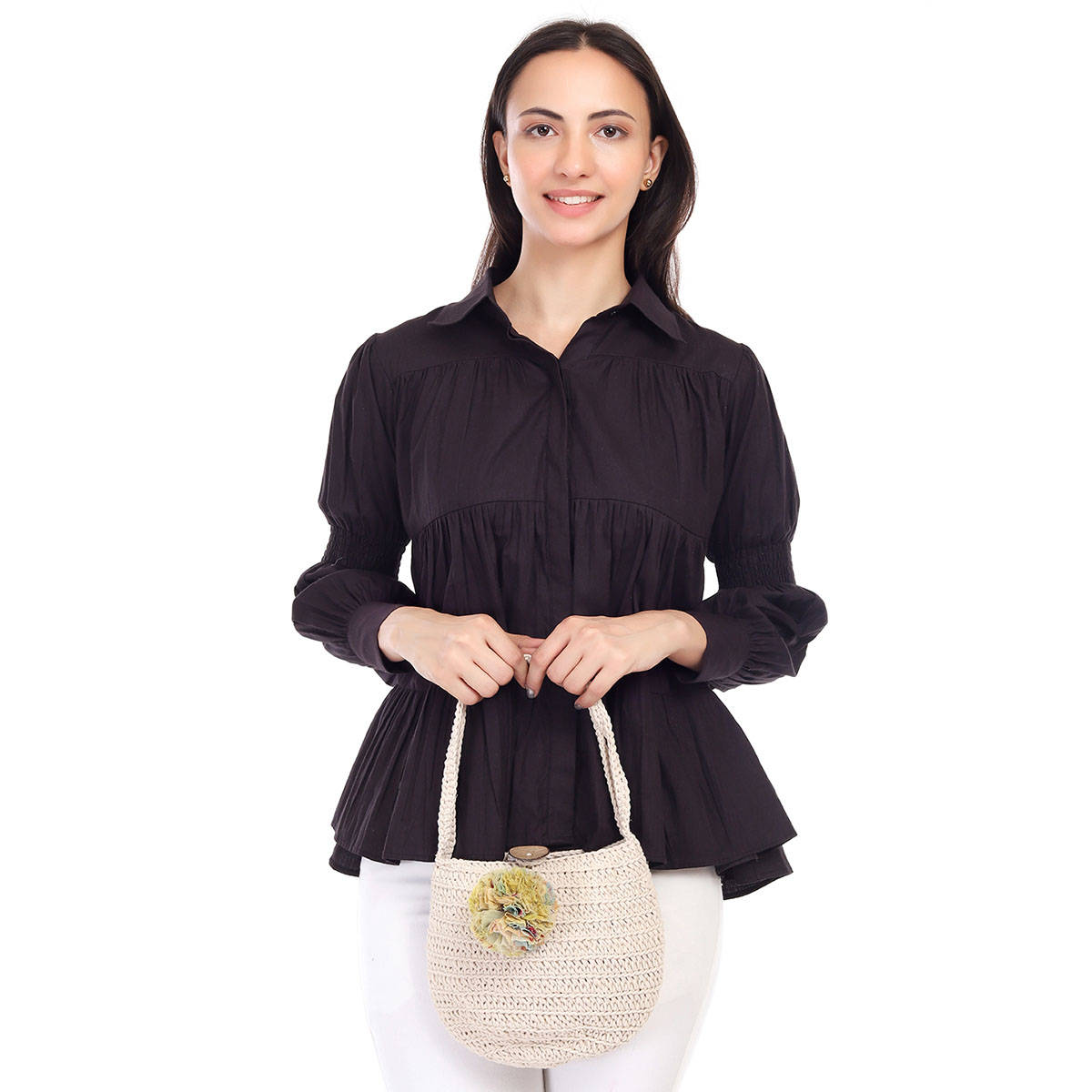 ITIHASIKALA Women Crochet Mini Quad handbag - Off White