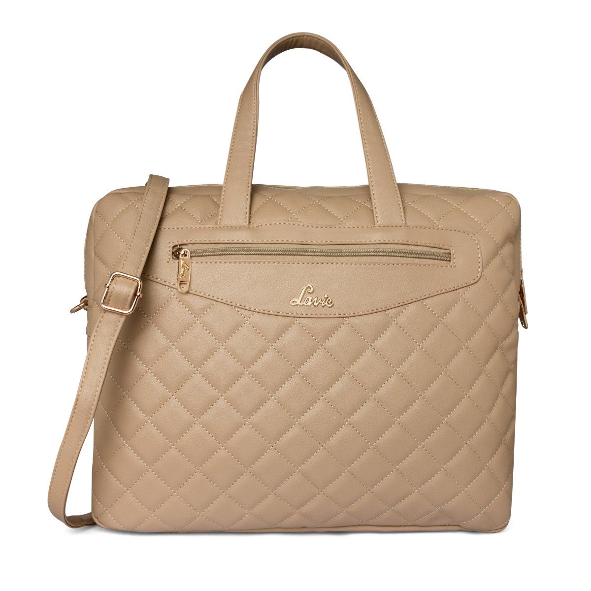 Buy Lavie Afwaa Women s Laptop Handbag Beige Online