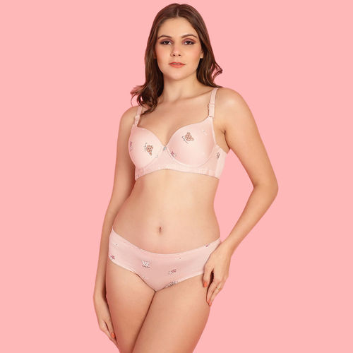 Buy PrettyCat Lightly Padded T-Shirt Bra Panty with Teddy Print