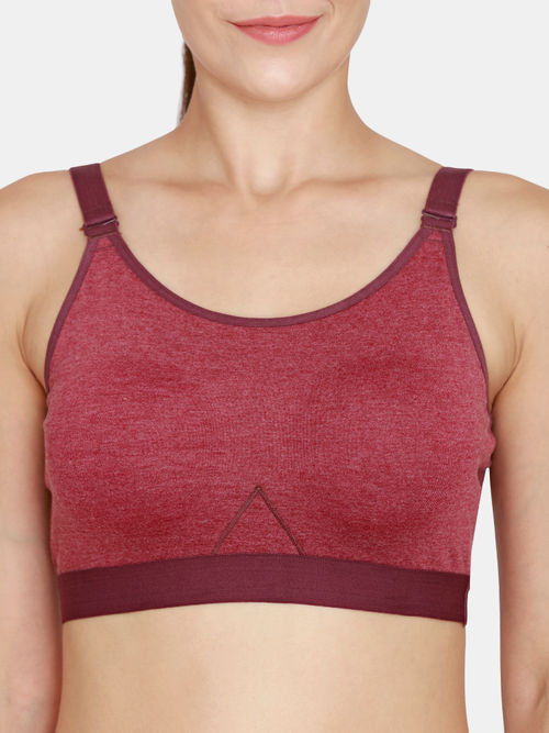 Buy Rosaline Sports Bra With Removable Padding - Red Plum Online