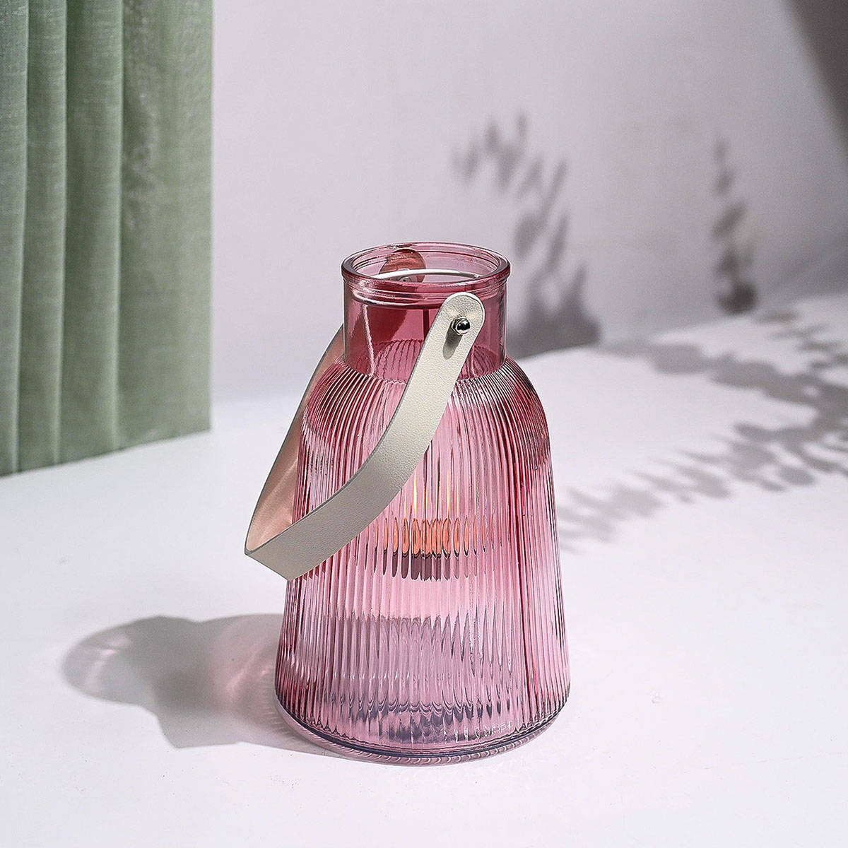 Voncasa Cylendrical Purple Glass Tea Light Holder